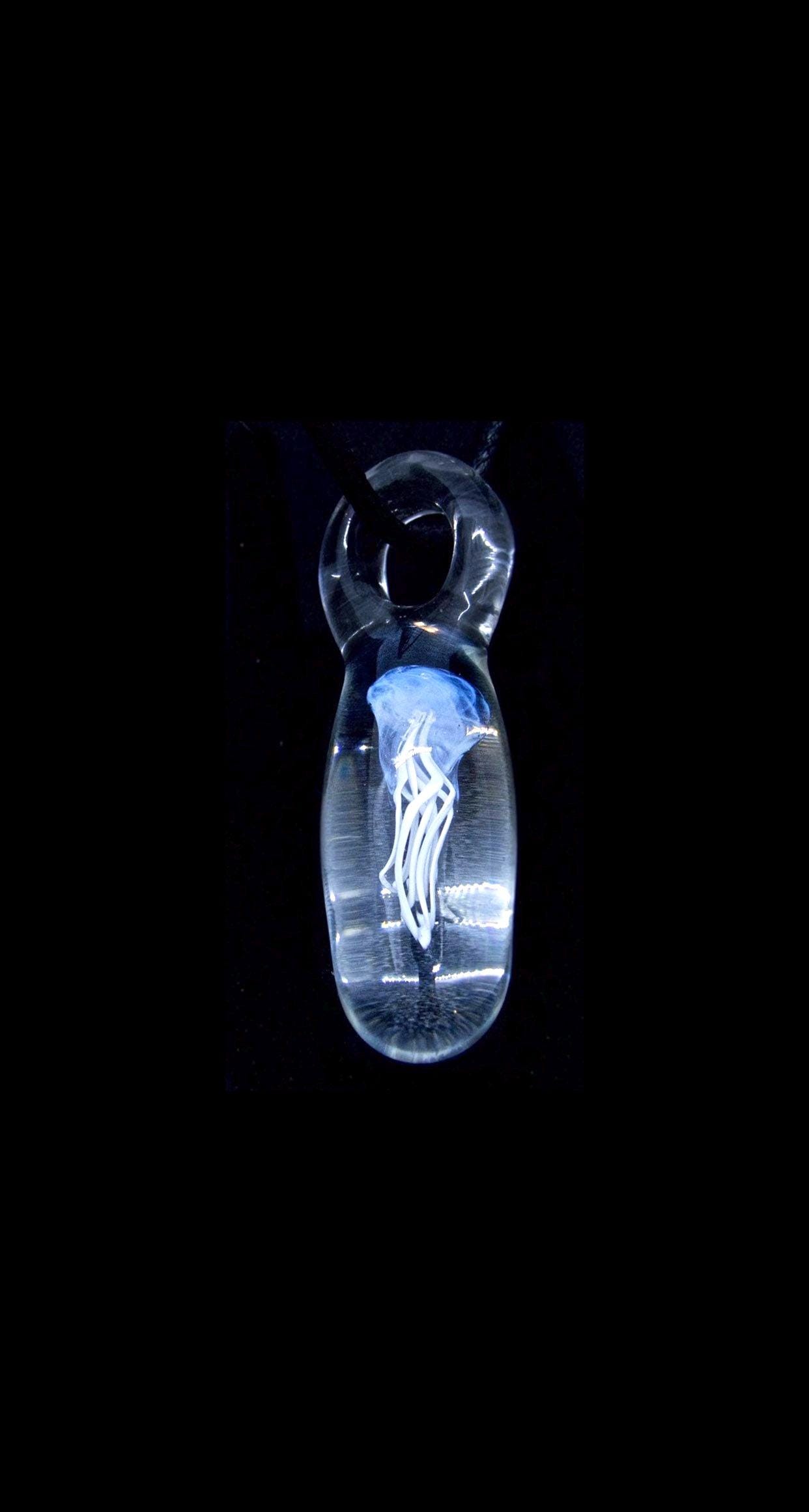 Glass Jellyfish Pendant Hand Blown Lampworking Focal Bead Ocean Sea ...