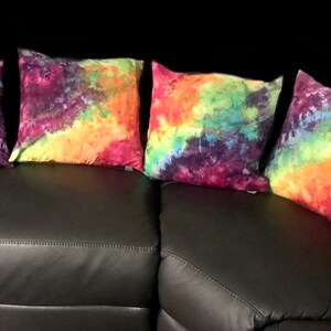 Throw Pillow Cases Slips Tie Dye Ice-Dye Hand Dyed Matching 16&quot; Custom Colors Set of 2