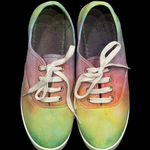 Tie-Dye Women's Shoes Size 7 Hand Ice-Dyed Tennis Shoes Canvas Pastel Rainbow image 5