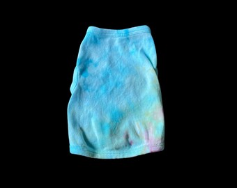 Tie Dye Dog Shirt Tie-Dye Dog Clothing Tank Top Pet Shirt Blue Green Tan Splatter Size Small Ice-Dye