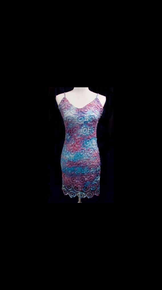 tie dye blue and pink dress Long A-line Glitter Tie Dye Formal Dress by Poly USA 8346