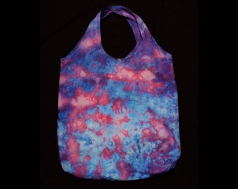 Reusable Shopping Grocery Market Bag Stuffable Ice-Dye/Tie-Dye Purple Blue Pink Lavender Splatter Eco Friendly