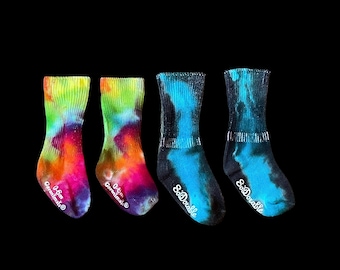 Tie-Dye Rainbow 0-6M and Blue and Black 6-12M Socks Hand Dyed Infant Set 2 Pairs Garanimals and SoDorable