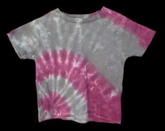 Tie-Dye T Shirt Size Toddler 4T Cotton Purple Grey Gray Corner Spiral Pattern Rabbit Skin