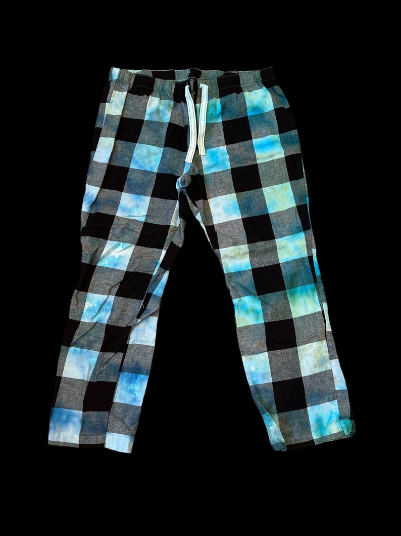 Tie-Dye Unisex Pajama Flannel Pants Size XL Ice-Dyed Hand Dyed Blue Pajamas Old Navy