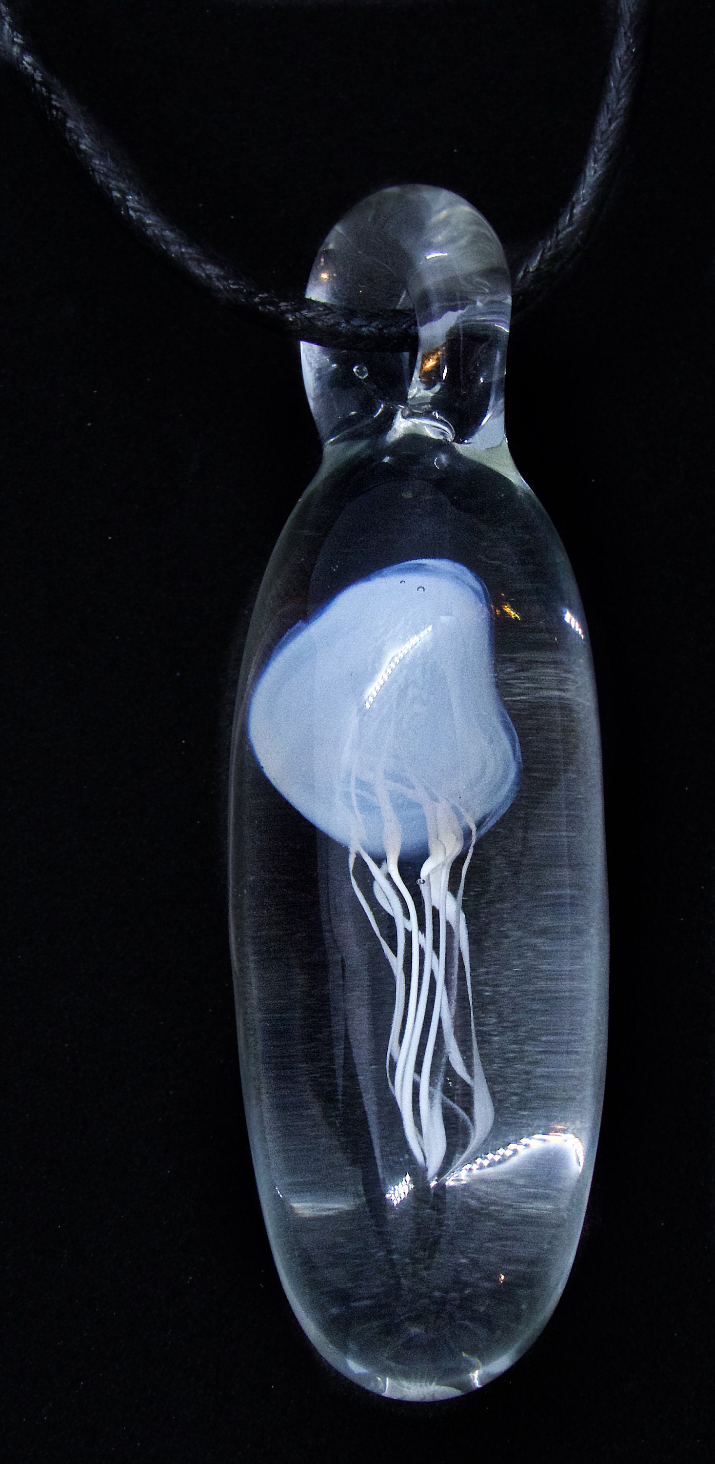 Glass Jellyfish Pendant Hand Blown Lampworking Focal Bead Ocean Sea ...
