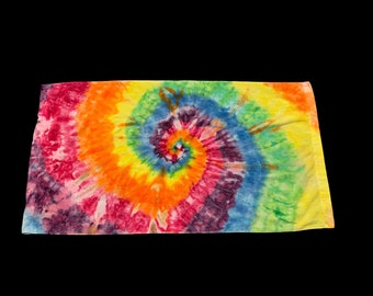 Beach Towel Ice-Dye/Tie-Dye 100% Cotton Spiral Rainbow Ice Dye Bath Towel