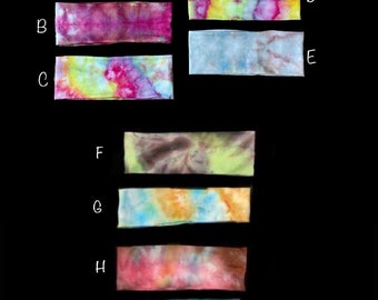 Tie-Dye HeadBand Head Band Stretch Adult Hand Tie Dyed Rainbow 6 Choices Hair Accessories