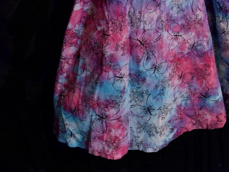 Tie-Dye Hand Ice-Dyed Butterfly Dress Girls Size 10 with Blue Sash Blue Pink Purple