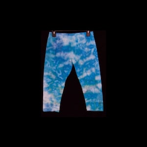 Tie-Dye Women&#39;s Capri Leggings Size Large (11-13) Junior&#39;s  Ice-Dyed Hand Dyed Blue Marble Comfy Soft