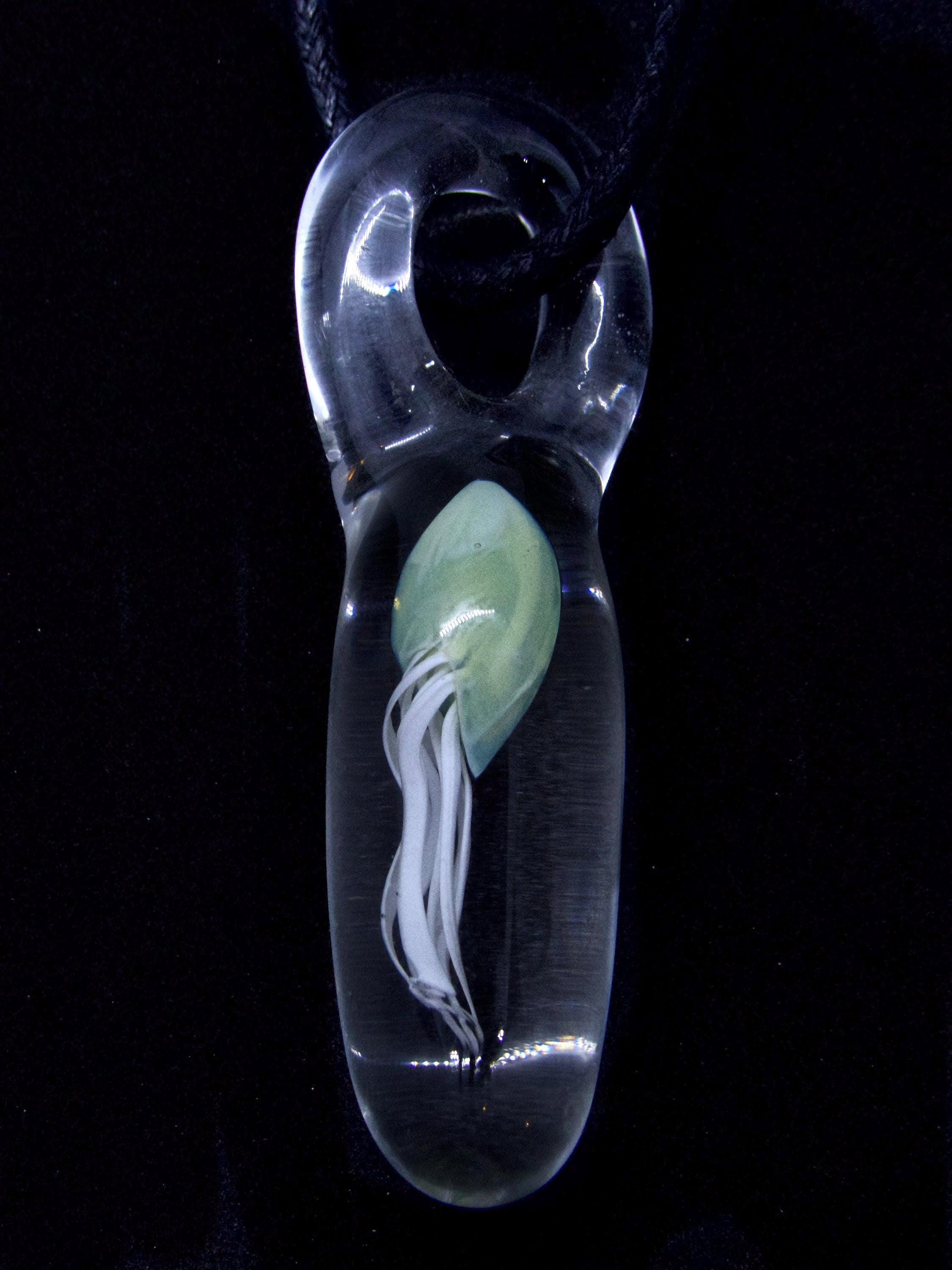 Glass Jellyfish Pendant Hand Blown Lampworking Focal Bead Ocean Sea ...