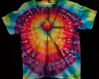 Tie-Dye T Shirt Size Youth Medium Ice Dye Rainbow Circles