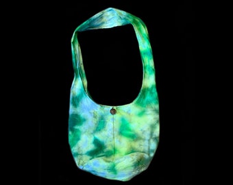 Tie-Dye Sling Bag Crossbody Boho Purse Hippie Green Splatter Large Handmade Tie Dye Ice Dye Shopping