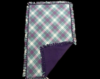 Throw Blanket Plaid Purple Lavender Fleece Brand New Baby Handmade No-Sew Pet Blanket Dog Cat