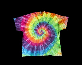 Tie-Dye Short Sleeve T-Shirt Unisex Ice Dye Size Adult 3X  Spiral Rainbow