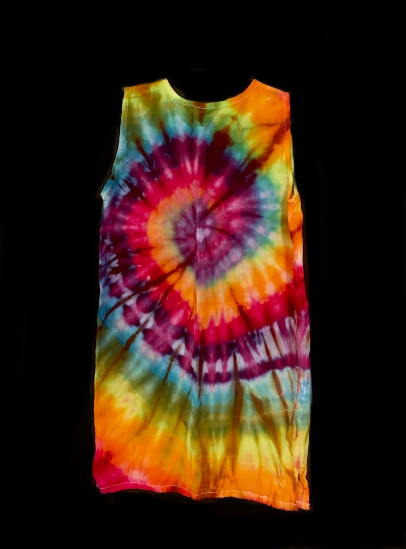 Tie-Dye Toddler Dress 4 Hand Dyed Ice Dyed Rainbow Spiral Tunic