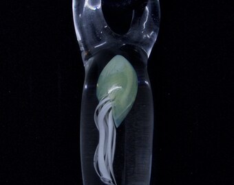 Glass Jellyfish Pendant Hand Blown Lampworking Focal Bead Ocean Sea Life Green