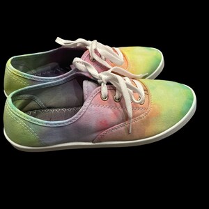 Tie-Dye Women's Shoes Size 7 Hand Ice-Dyed Tennis Shoes Canvas Pastel Rainbow image 4