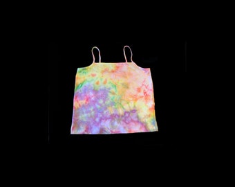 Tie-Dye Junior Crop Tank Top Size XL Rainbow Splatter Pastel