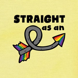 Gay LGBTQ+ Pride Funny T-Shirt, Straight as an Arrow, Rainbow Gay Pride Flag Colored &#39;Crooked&#39; Arrow