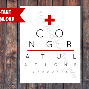 Instant Download: Printable Eye Chart Red Cross Medical Party Decor | Snellen Chart