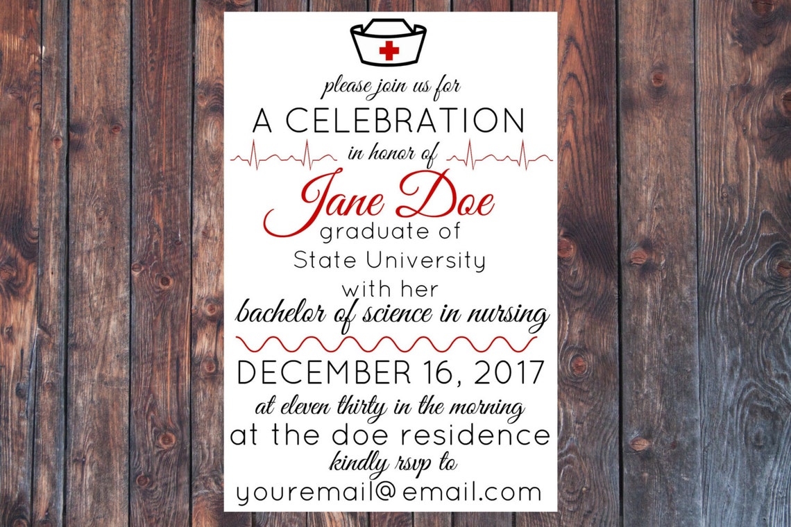 Printable Nursing School Graduation Party Invitation | Etsy