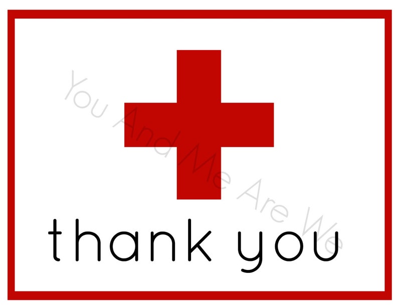 Instant Download Thank You Cards medical Themed Party Etsy