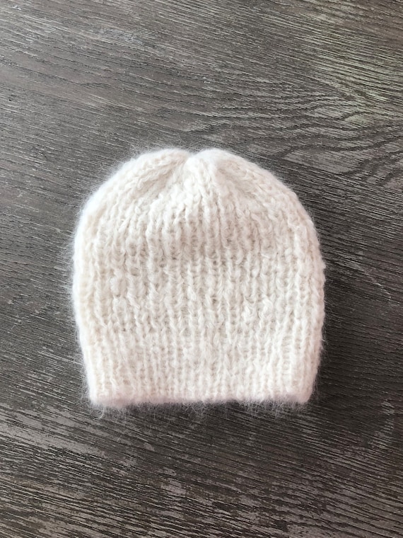 Mohair Slouchy Beanie, White Hat, Mohair Hat Warm Winter Beanie