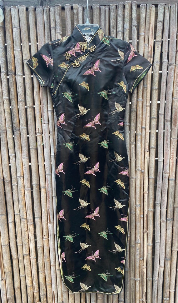 Chinese butterfly printed maxi shift dress discount