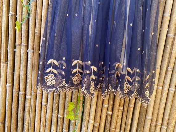 Vintage Blue Floral & Dot A-Line Party Dress - Sm… - image 5