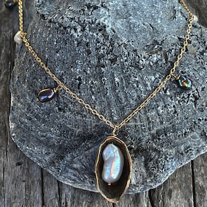 14k Gold Fill Necklace with Bronze Pearl in a Pod