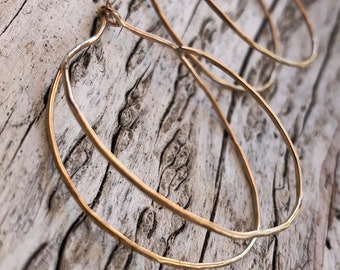 Hammered Double Hoop Gold Fill Earrings