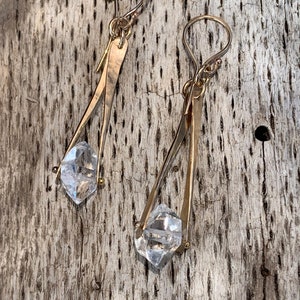 14K Gold Fill Herkimer Diamond Drop Earrings