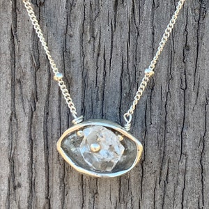 Sterling Silver Herkimer Diamond Crystal Cave Necklace Small