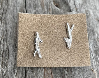 Handmade Sterling Silver Branch Stud Earrings