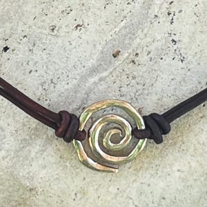 Handmade Organic Bronze Spiral Leather Choker Necklace