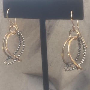 Gold Filled Looped Double Hoop Earrings with Sterling Silver Beaded Wire