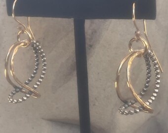 Gold Filled Looped Double Hoop Earrings with Sterling Silver Beaded Wire