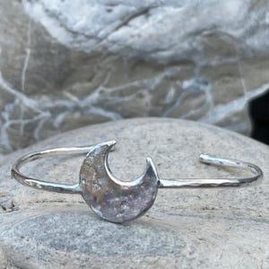 Organic Sterling Silver Crescent Moon Cuff Bracelet