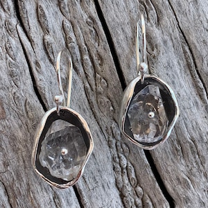 Sterling Silver Herkimer Diamond Crystal Cave Earrings