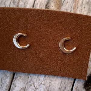 Handmade 14K Gold Fill Crescent Moon Stud Earrings