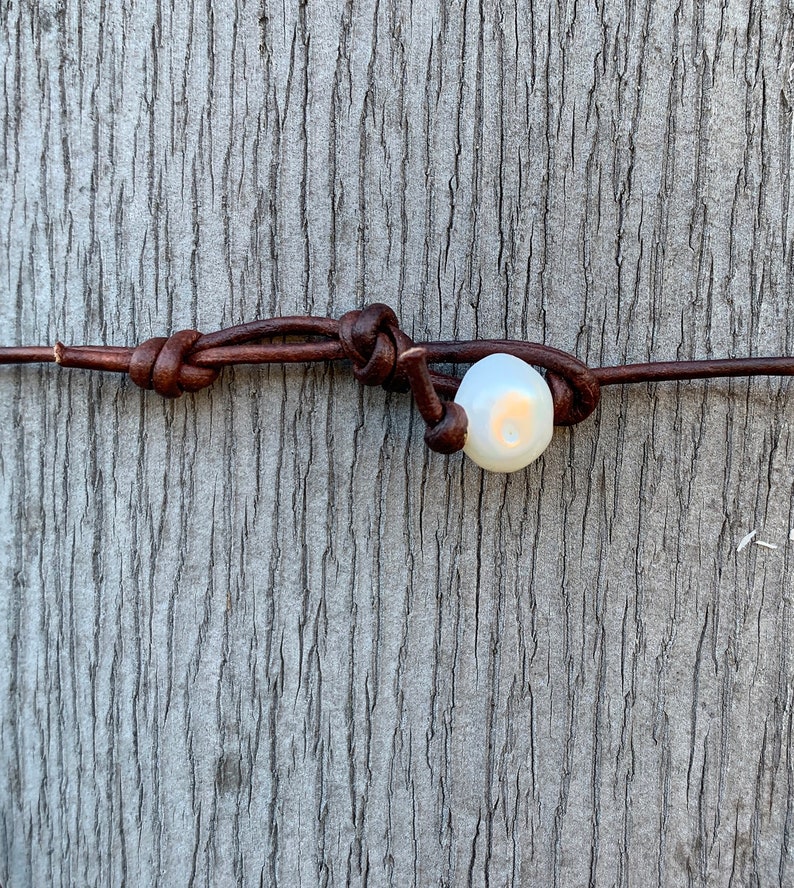 Handmade Organic Bronze Diamond Leather Adjustable Lariat Necklace with Variegated Aquamarine Cluster