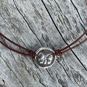 Handmade Organic Sterling Silver Butterfly Leather Choker Necklace