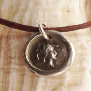 Handmade Sterling Silver Menusa Charm Adjustable Leather Bracelet