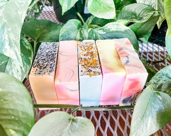 5 handcrafted natural goat milk soaps. FREE SHIPPING