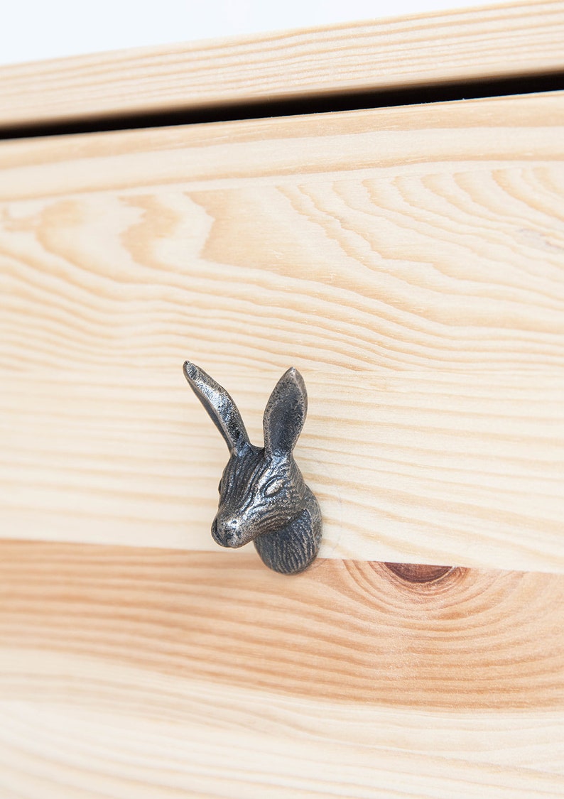 Hare Door Knob Drawer Handle Vintage Metal Animal Cute Head Etsy