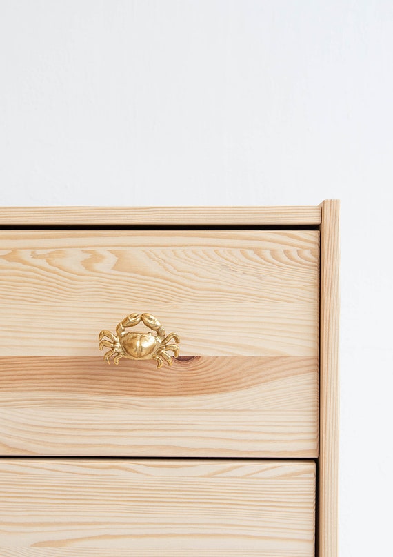 Golden Crab Door Knob Drawer Handle Vintage Metal Novelty Cute Etsy