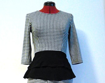 Monochrome Check Co-Ord Top&Shorts Set ∞ One of a Kind ∞ Upcycled ∞ Eco-Fashion ∞