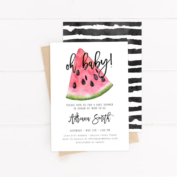 watermelon baby shower invitation, fruit baby shower invitation, one in a  melon, a sweet little baby, oh baby (58)