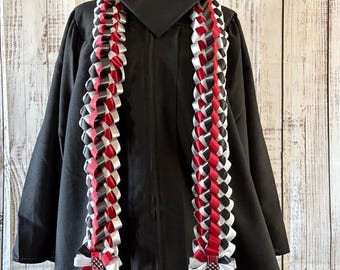 Graduation Lei - Double braid - Red, Black, & White + Eagle (Optional) Custom Name (Optional)